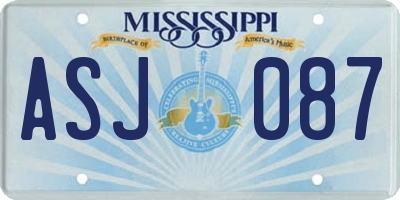 MS license plate ASJ087