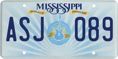 MS license plate ASJ089