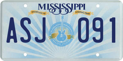 MS license plate ASJ091