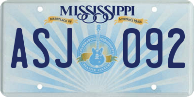MS license plate ASJ092