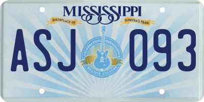 MS license plate ASJ093