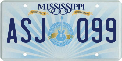 MS license plate ASJ099