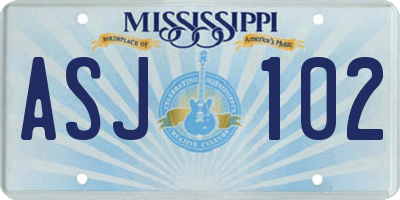 MS license plate ASJ102