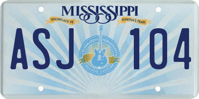 MS license plate ASJ104