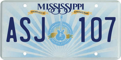 MS license plate ASJ107