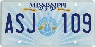 MS license plate ASJ109