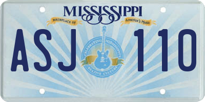 MS license plate ASJ110