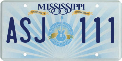 MS license plate ASJ111
