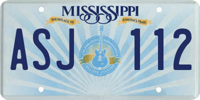 MS license plate ASJ112