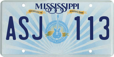 MS license plate ASJ113