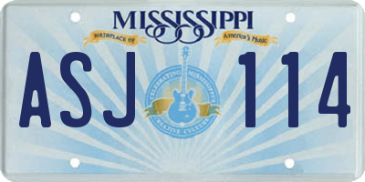 MS license plate ASJ114