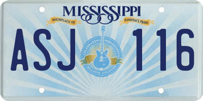 MS license plate ASJ116