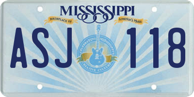 MS license plate ASJ118