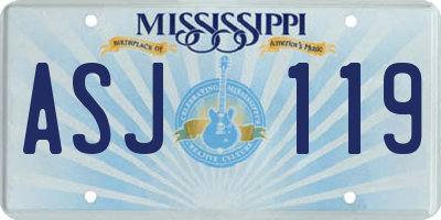 MS license plate ASJ119
