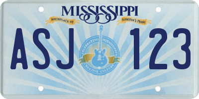 MS license plate ASJ123
