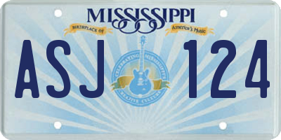 MS license plate ASJ124