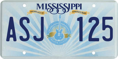 MS license plate ASJ125
