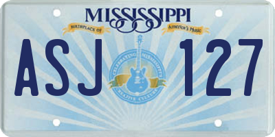 MS license plate ASJ127
