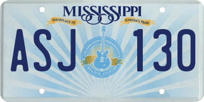 MS license plate ASJ130