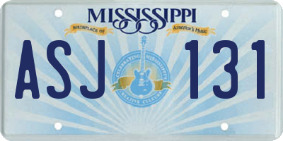 MS license plate ASJ131