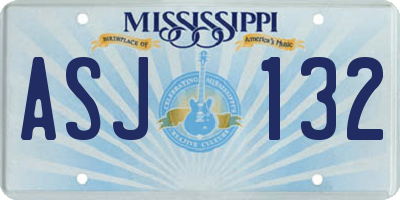 MS license plate ASJ132