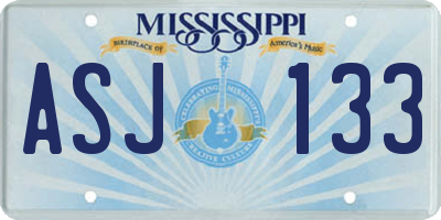 MS license plate ASJ133