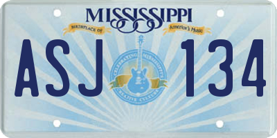 MS license plate ASJ134