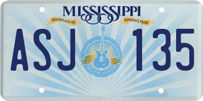 MS license plate ASJ135