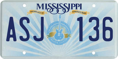 MS license plate ASJ136
