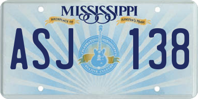 MS license plate ASJ138