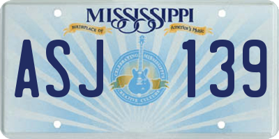 MS license plate ASJ139