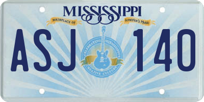 MS license plate ASJ140