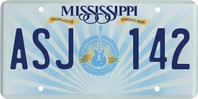 MS license plate ASJ142