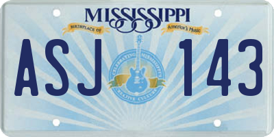 MS license plate ASJ143