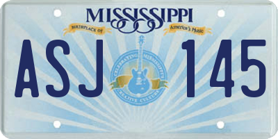 MS license plate ASJ145
