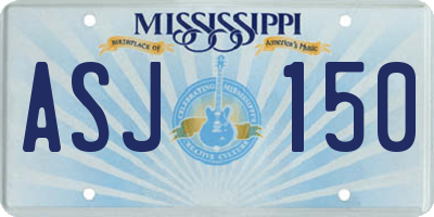MS license plate ASJ150
