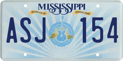 MS license plate ASJ154