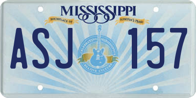 MS license plate ASJ157