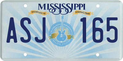 MS license plate ASJ165