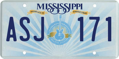 MS license plate ASJ171