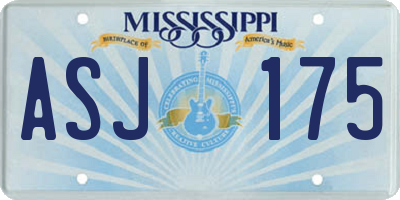 MS license plate ASJ175