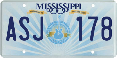 MS license plate ASJ178