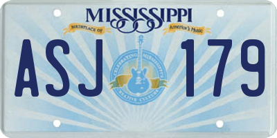 MS license plate ASJ179