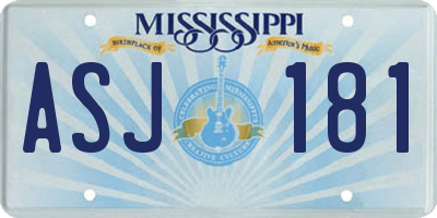 MS license plate ASJ181