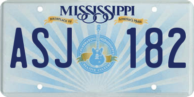 MS license plate ASJ182
