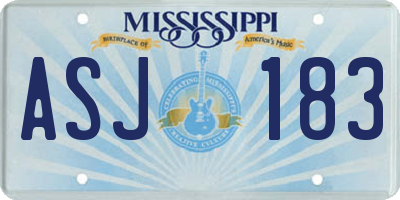 MS license plate ASJ183