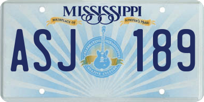 MS license plate ASJ189