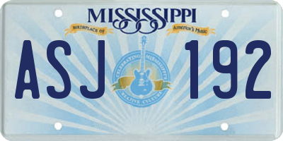 MS license plate ASJ192