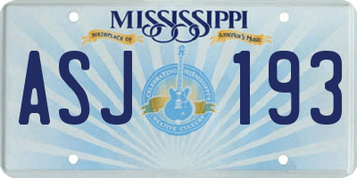 MS license plate ASJ193