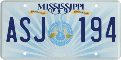 MS license plate ASJ194